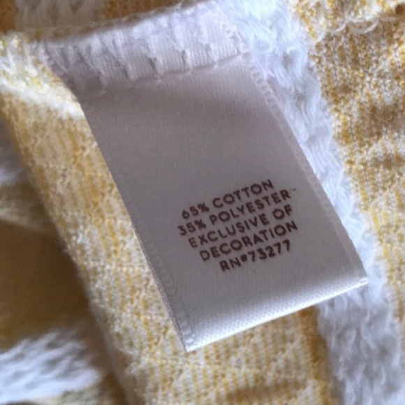 LC LAUREN CONRAD Petite Top Peplum Short Sleeves Yellow Stripe LP - Picture 4 of 5